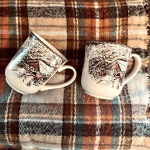 Johnson Bros The Friendly Village Covered Bridge Coffee Mug Set.